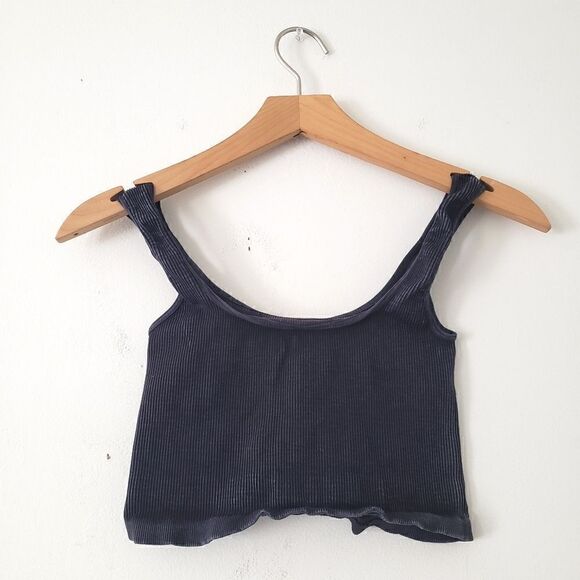 Free People Movement Activewear Crop Top Ribbed Dark Gray XS/S - Picture 1 of 5